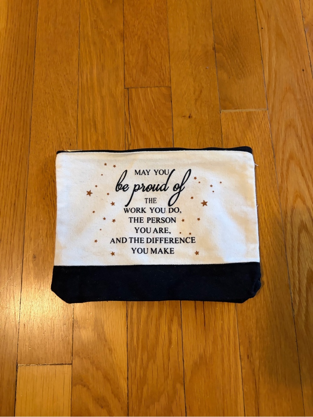 Canvas Inspirational Makeup Pouch - White and Black